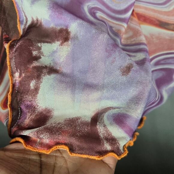 Love, Fire Women's Mesh Swirl Y2K Midi Skirt Size L Rave Funky Festival Pull-On - Picture 4 of 12